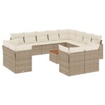 vidaXL Salon de jardin avec coussins 13 Pièces beige résine tressée