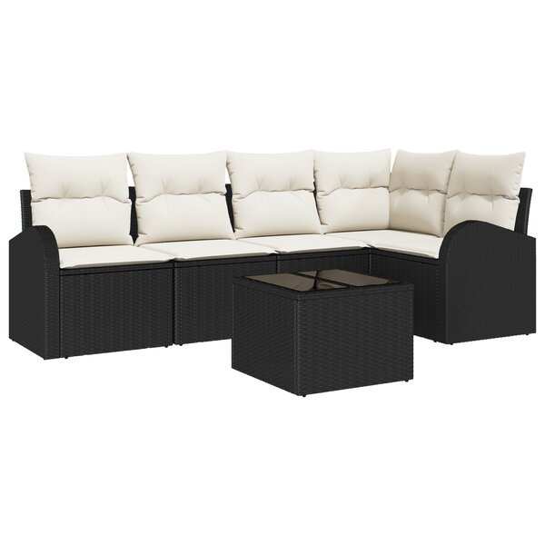 vidaXL Ensemble de canapé de jardin 5 pièces avec coussins en rotin synthétique brun