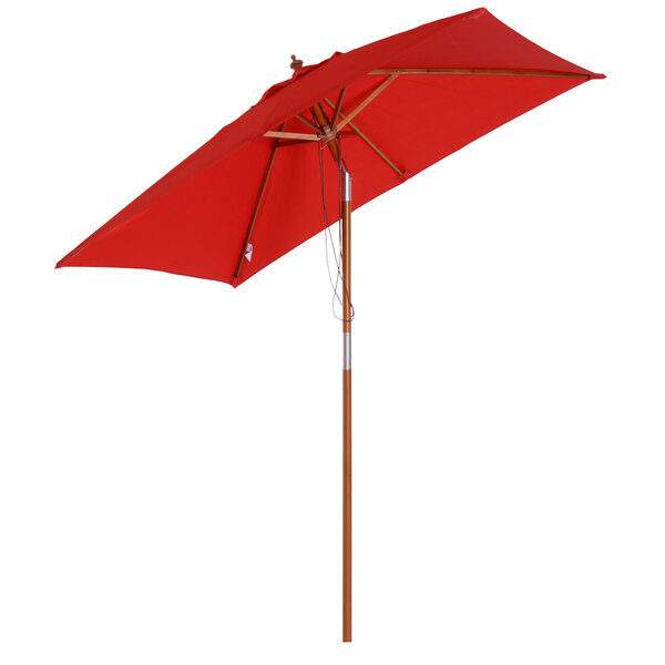 Parasol rectangulaire inclinable bois polyester haute densité 2L x 1 5l x 2 3H m rouge