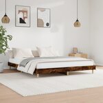 vidaXL Cadre de lit chêne fumé 200x200 cm bois d'ingénierie