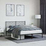 vidaXL Cadre de lit métal avec tête de lit noir 135x190 cm