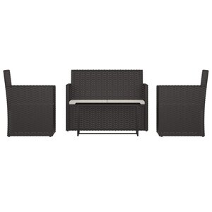 vidaXL Mobilier d'extérieur 4 Pièces avec coussins Résine tressée Noir
