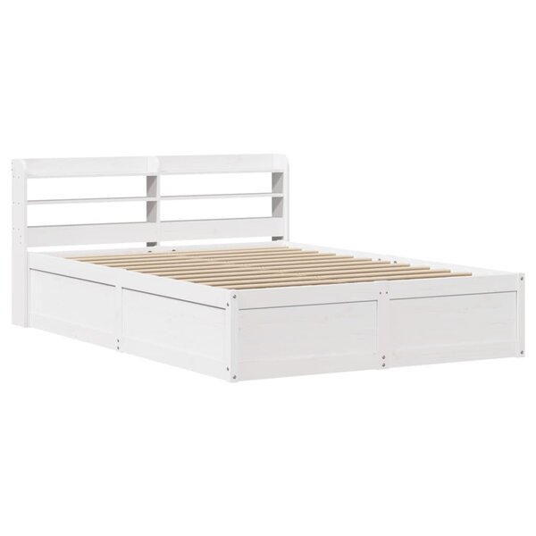 vidaXL Cadre de lit et tête de lit blanc 140x190 cm bois de pin massif
