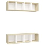 vidaXL Meubles TV muraux 2 Pièces Blanc et chêne sonoma Bois d'ingénierie