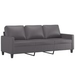 vidaXL Ensemble de canapés 3 Pièces avec coussins Gris Similicuir