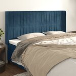 vidaXL Tête de lit avec oreilles Bleu foncé 183x16x118/128 cm Velours