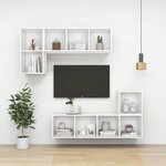 vidaXL Meuble TV mural Blanc 37x37x142 5 cm Bois d’ingénierie