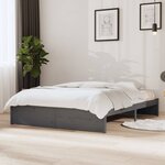 vidaXL Cadre de lit sans matelas gris bois massif 135x190 cm