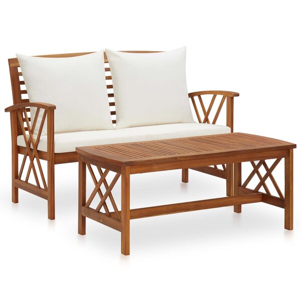 Salon de jardin meuble d'extérieur ensemble de mobilier 2 pièces avec coussins bois d'acacia solide 02_0015882