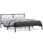 vidaXL Cadre de lit métal avec tête de lit noir 183x213 cm