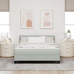 lit box spring vidaXL avec matelas et lumière LED gris clair 140x190 cm en velours