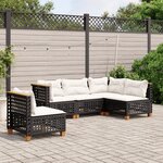 vidaXL Salon de jardin 5 Pièces avec coussins noir résine tressée