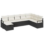 Ensemble de Canapé de Jardin 8 Pièces avec Coussins Noir en Poly Rattan