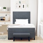 vidaXL Lit à Sommier avec Matelas & Banc Gris Foncé 120x190 cm Velours