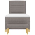 vidaXL Lit à sommier indépendant avec matelas et banc taupe 90 x 190 cm Tissu