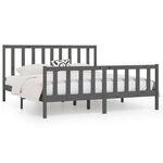 vidaXL Cadre de lit Gris Bois massif 200x200 cm