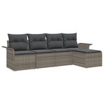 vidaXL Ensemble de canapé de jardin 5 pièces avec coussins gris en poly rotin