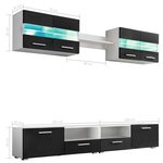 vidaXL Ensemble mural pour TV 5 Pièces avec lumières LED Noir brillant