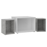 FMD Table basse avec 2 tables d'appoint 67 5x67 5x50 cm Blanc et béton