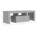vidaXL Meuble TV avec lumières LED gris béton 120x35x40 cm