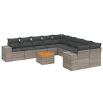 vidaXL Salon de jardin 11 Pièces avec coussins gris résine tressée