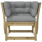 vidaXL Canapé de jardin accoudoirs avec coussins bois pin imprégné