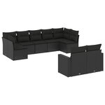 vidaXL Salon de jardin 9 Pièces avec coussins noir résine tressée
