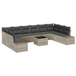 vidaXL Ensemble de Canapé de Jardin de 11 Pièces avec Coussins Gris Rattan