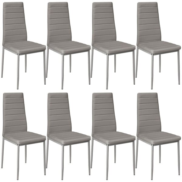 Lot de 8 chaises siège de salon cuisine salle à manger design carré élégant gris 08_0000145