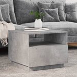 vidaXL Table basse avec lumières LED gris béton 50x49x40 cm