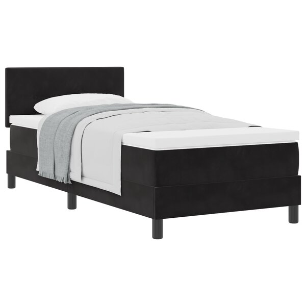 Lit avec sommier tapissier et matelas vidaXL Noir 90x200 cm Velours