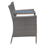 Banc de jardin design contemporain 133L x 63l x 84H cm banc double chaise avec coussins assise + tablette intégrée résine tressée grise polyester crème