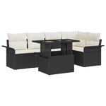 Ensemble de Canapé de Jardin de 6 Pièces avec Coussins en Rattan Poly Noir