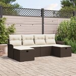 Canapé de jardin 6 pièces avec coussins Marron Poly Rattan