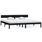vidaXL Cadre de lit Noir Bois de pin massif 180x200 cm Super King
