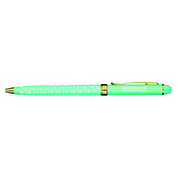 Stylo fin en métal laqué turquoise - Véronique