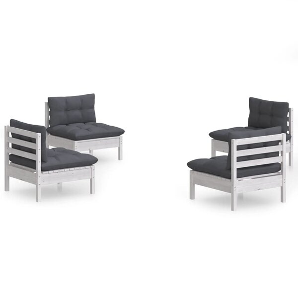 vidaXL Salon de jardin 4 Pièces avec coussins anthracite Bois de pin