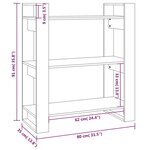 vidaXL Bibliothèque/Séparateur de pièce Gris 80x35x91 cm Pin solide