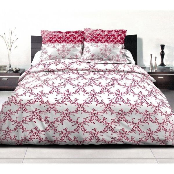 Parure de couette 220 x 240 cm : Housse de couette + 2 taies d'oreiller - 100  Coton - Bordeaux