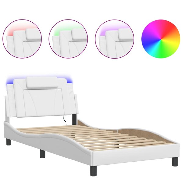 vidaXL Cadre de lit avec LED sans matelas blanc 100x200 cm