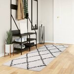 vidaXL Tapis shaggy à poils longs moderne crème et noir 80x250 cm