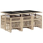 vidaXL Ensemble à manger de jardin et coussins 11 Pièces beige poly rotin