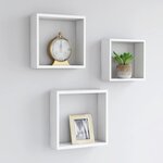 vidaXL Étagères murales sous forme de cube 3 Pièces Blanc MDF