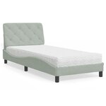 vidaXL Lit avec matelas gris clair 90x190 cm velours