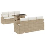 Ensemble de canapé de jardin de 7 pièces avec coussins beige en rotin synthétique