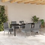 vidaXL Set de salle à manger de jardin 7 pièces Gris Poly Rattan