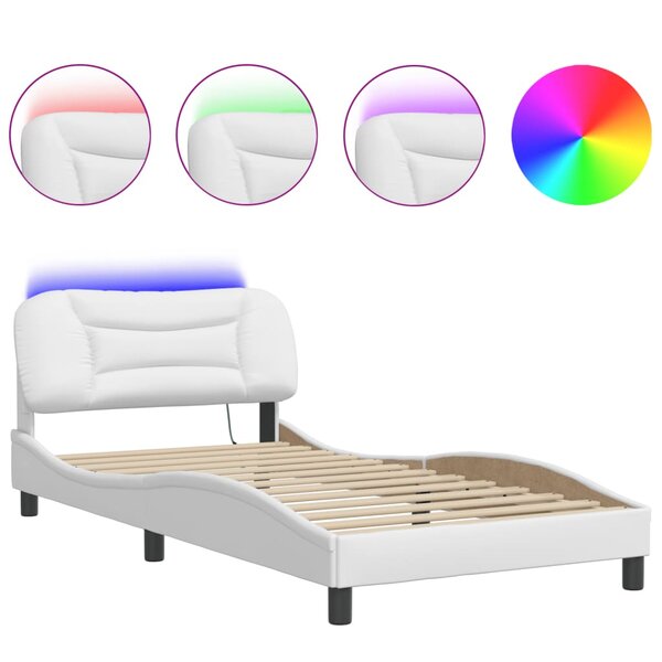 vidaXL Cadre de lit avec LED sans matelas blanc 100x200 cm