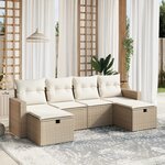 vidaXL Salon de jardin avec coussins 6 Pièces beige résine tressée