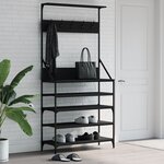 vidaXL Porte-vêtements et rangement des chaussures noir 90x34x184 cm