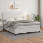 vidaXL Sommier à lattes de lit avec matelas Blanc 180x200cm Similicuir